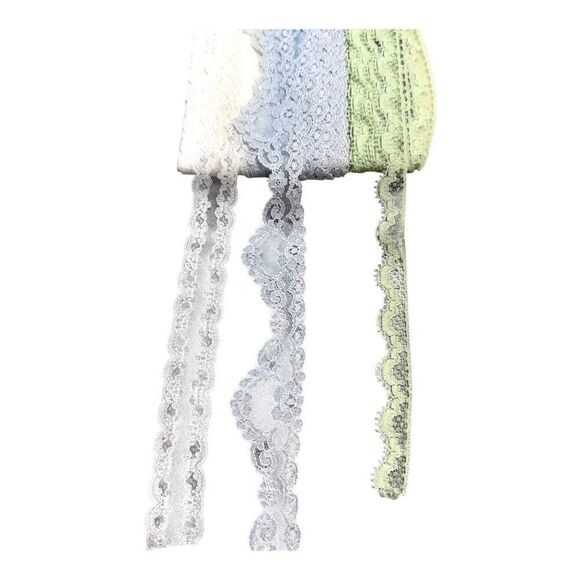 Vintage Lace Trim Bundle 3 Green Blue White Lingerie Panty By Roth Co. Craft LOT - Picture 2 of 5